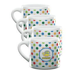 Dots & Dinosaur Double Shot Espresso Cups - Set of 4 (Personalized)