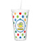 Dots & Dinosaur Double Wall Tumbler with Straw (Personalized)