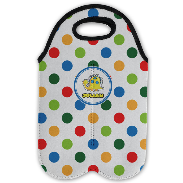 Dots & Dinosaur Double Wine Tote - Flat (new)