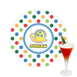 Dots & Dinosaur Printed Drink Topper -  2.5" (Personalized)