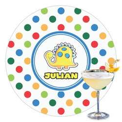 Dots & Dinosaur Printed Drink Topper - 3.5" (Personalized)