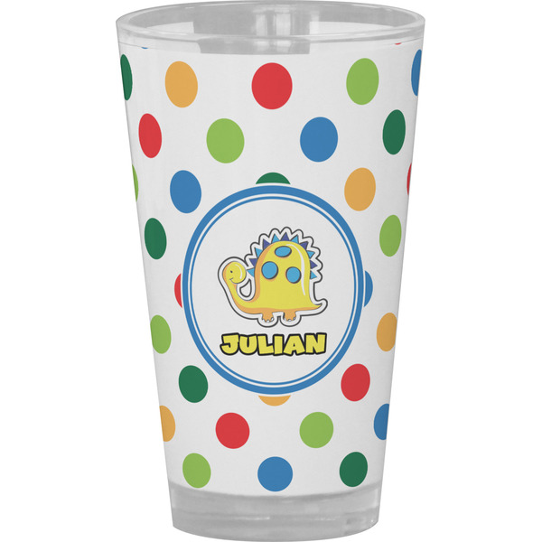 Custom Dots & Dinosaur Pint Glass - Full Color (Personalized)