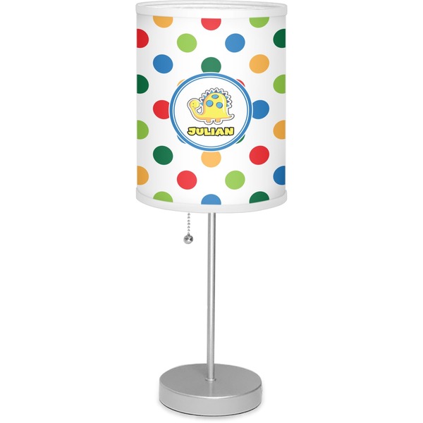 Custom Dots & Dinosaur 7" Drum Lamp with Shade Polyester (Personalized)