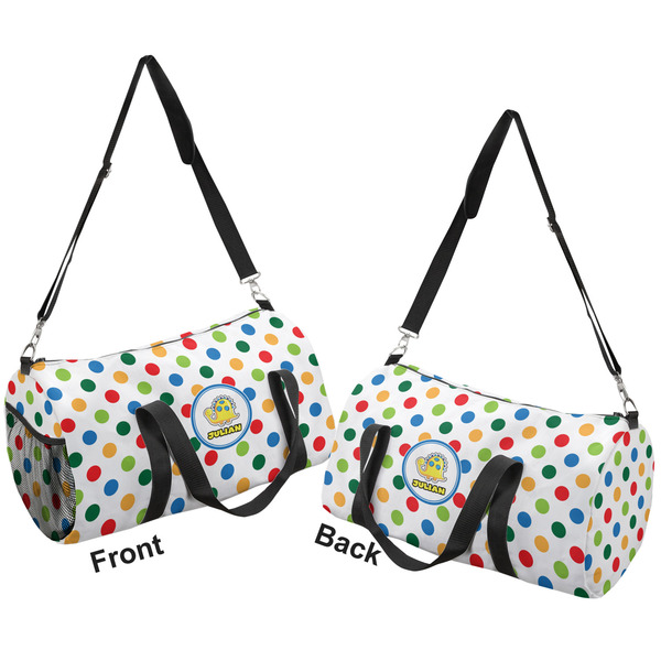 Dots & Dinosaur Duffle bag large front and back sides