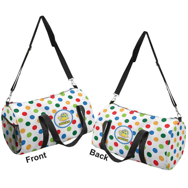 Dots & Dinosaur Duffle bag small front and back sides