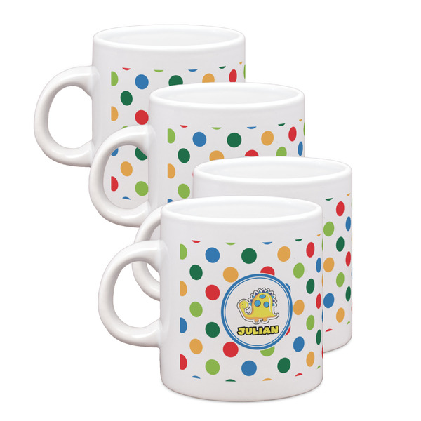 Custom Dots & Dinosaur Single Shot Espresso Cups - Set of 4 (Personalized)