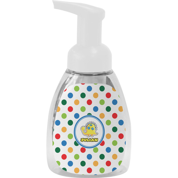 Custom Dots & Dinosaur Foam Soap Bottle - White (Personalized)