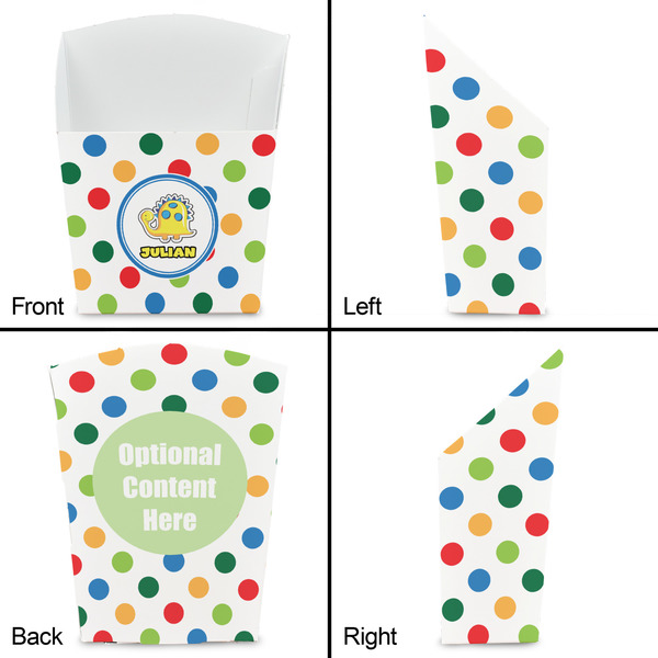 Dots & Dinosaur French Fry Favor Box - Front & Back View