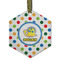 Dots & Dinosaur Frosted Glass Ornament - Hexagon
