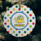 Dots & Dinosaur Frosted Glass Ornament - Round (Lifestyle)