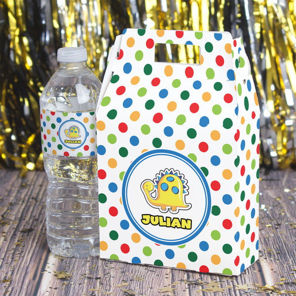 Dots & Dinosaur Gable Favor Box - In Context