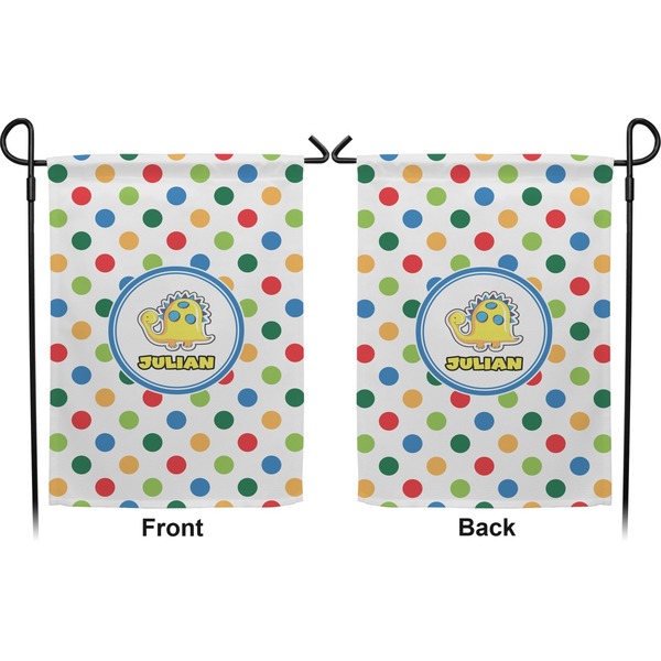 Dots & Dinosaur Garden Flag - Double Sided Front and Back