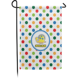 Dots & Dinosaur Small Garden Flag - Single Sided w/ Name or Text