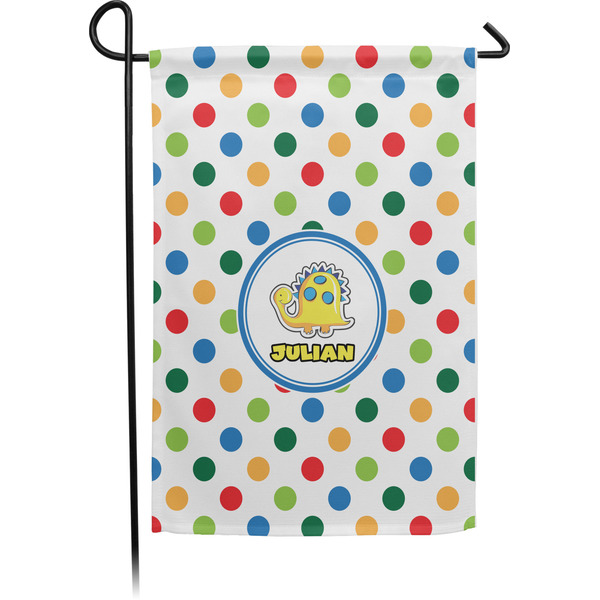 Custom Dots & Dinosaur Garden Flag (Personalized)