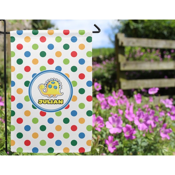 Dots & Dinosaur Garden Flag - Outside In Flowers