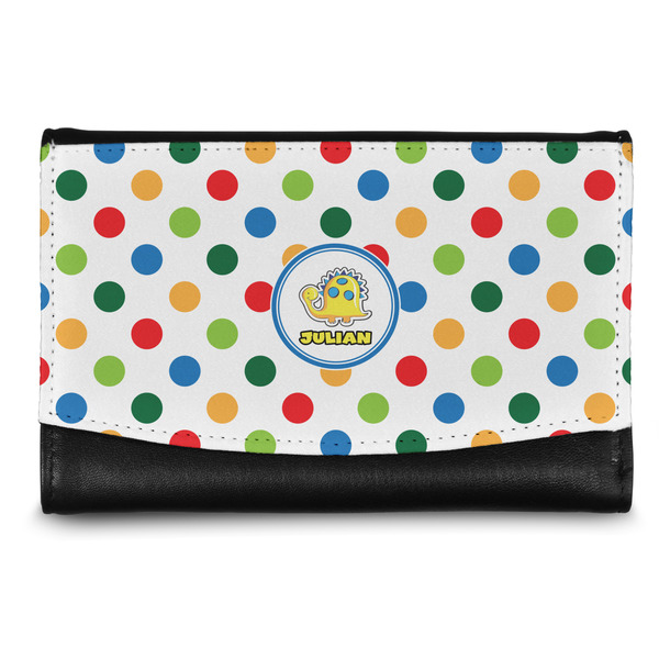 Custom Dots & Dinosaur Genuine Leather Women's Wallet - Small (Personalized)