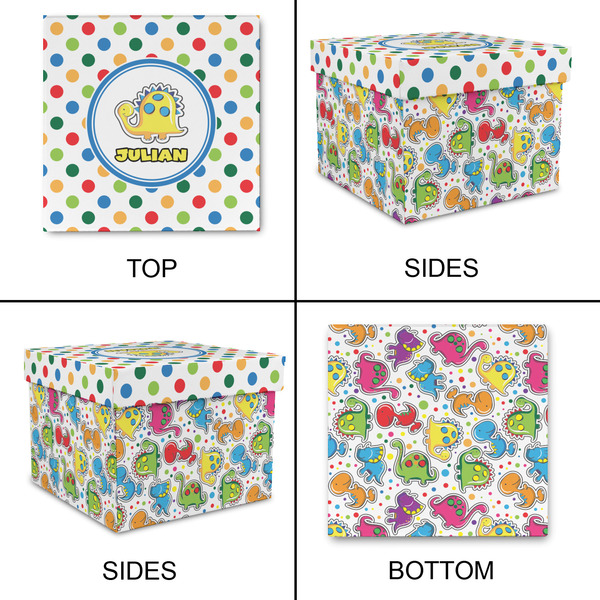 Dots & Dinosaur Gift Boxes with Lid - Canvas Wrapped - Large - Approval