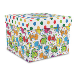 Dots & Dinosaur Gift Box with Lid - Canvas Wrapped - Large (Personalized)