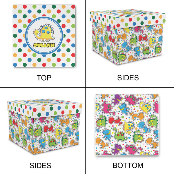 Dots & Dinosaur Gift Boxes with Lid - Canvas Wrapped - Medium - Approval
