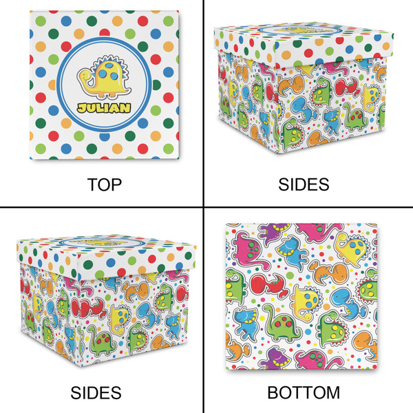 Dots & Dinosaur Gift Boxes with Lid - Canvas Wrapped - Small - Approval