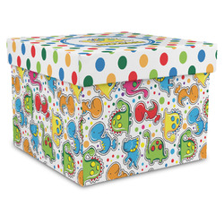 Dots & Dinosaur Gift Box with Lid - Canvas Wrapped - XX-Large (Personalized)