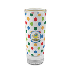 Dots & Dinosaur 2 oz Shot Glass - Glass with Gold Rim (Personalized)