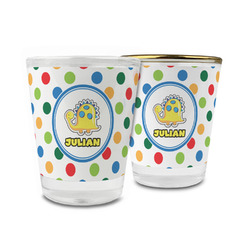 Dots & Dinosaur Glass Shot Glass - 1.5 oz (Personalized)