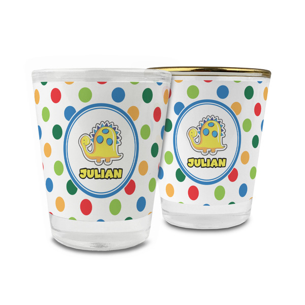 Custom Dots & Dinosaur Glass Shot Glass - 1.5 oz (Personalized)