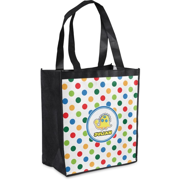 Custom Dots & Dinosaur Grocery Bag (Personalized)