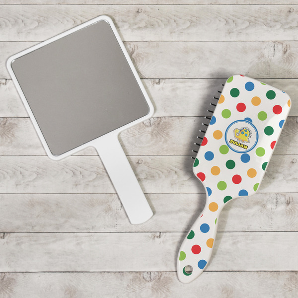 Dots & Dinosaur Hair Brush - In Context