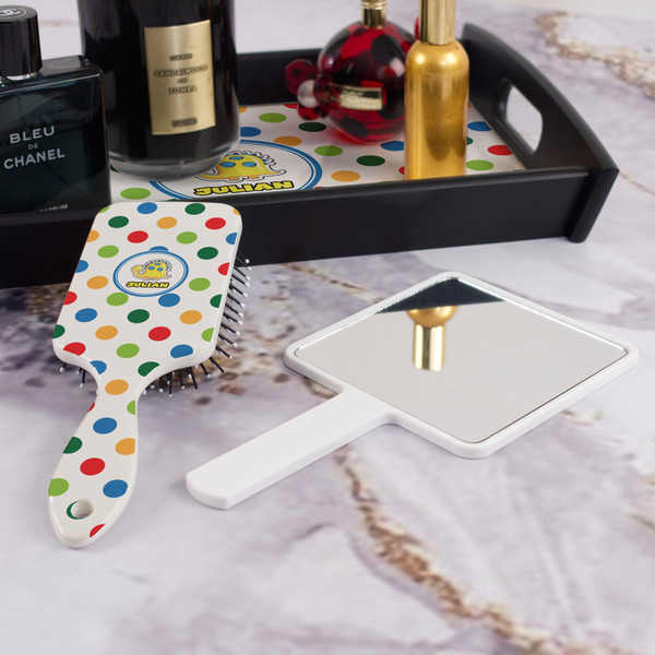 Dots & Dinosaur Hair Brush - With Hand Mirror