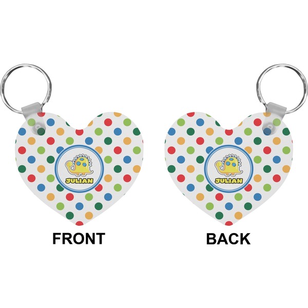 Dots & Dinosaur Heart Keychain (Front + Back)