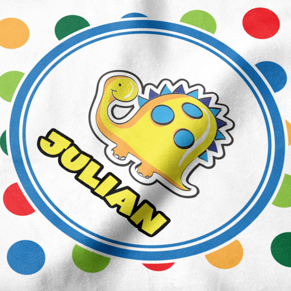 Dots & Dinosaur Hooded Baby Towel- Detail Close Up