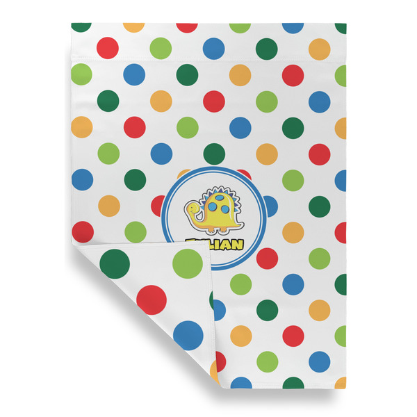 Dots & Dinosaur House Flags - Double Sided - FRONT FOLDED