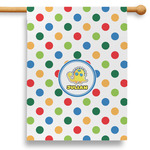 Dots & Dinosaur 28" House Flag - Single Sided (Personalized)