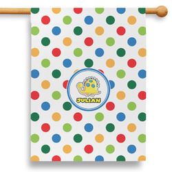 Dots & Dinosaur 28" House Flag - Double Sided (Personalized)