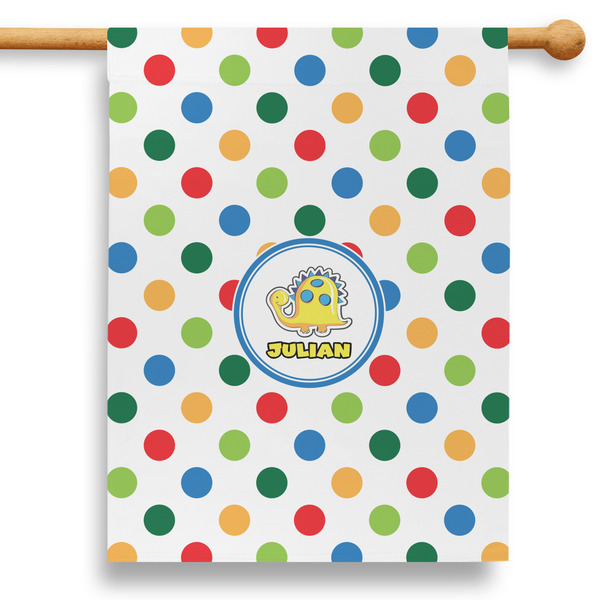 Custom Dots & Dinosaur 28" House Flag (Personalized)