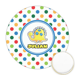 Dots & Dinosaur Printed Cookie Topper - Round (Personalized)