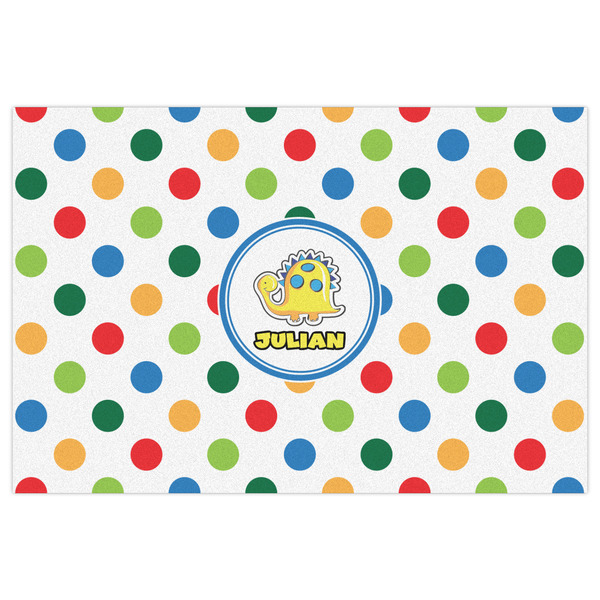 Dots & Dinosaur Indoor / Outdoor Rug - 4'x6' - Front Flat