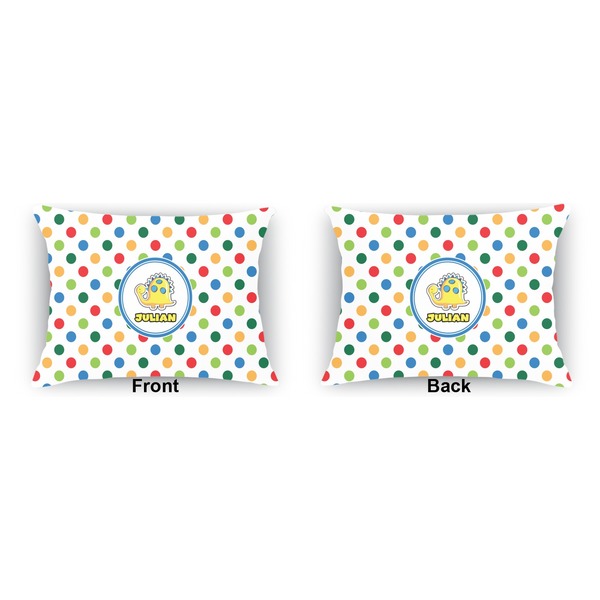 Dots & Dinosaur  Indoor Rectangular Burlap Pillow (Front and Back)