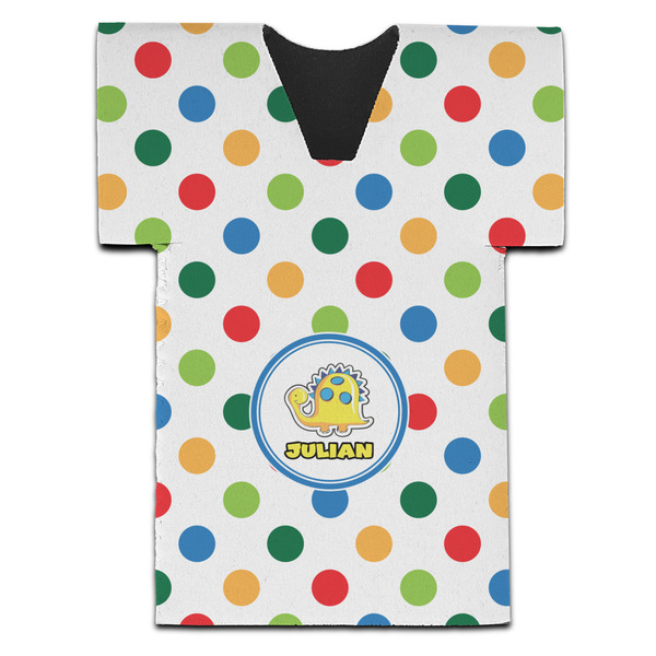 Dots & Dinosaur Jersey Bottle Cooler - Set of 4 - FRONT (flat)