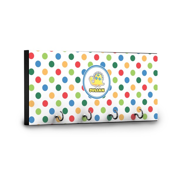 Dots & Dinosaur Key Hanger - Front View with Hooks