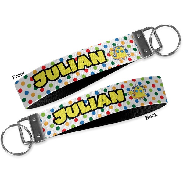 Dots & Dinosaur Key-chain - Metal and Nylon - Front and Back