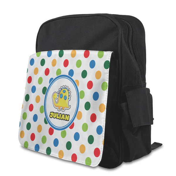 Custom Dots & Dinosaur Preschool Backpack (Personalized)