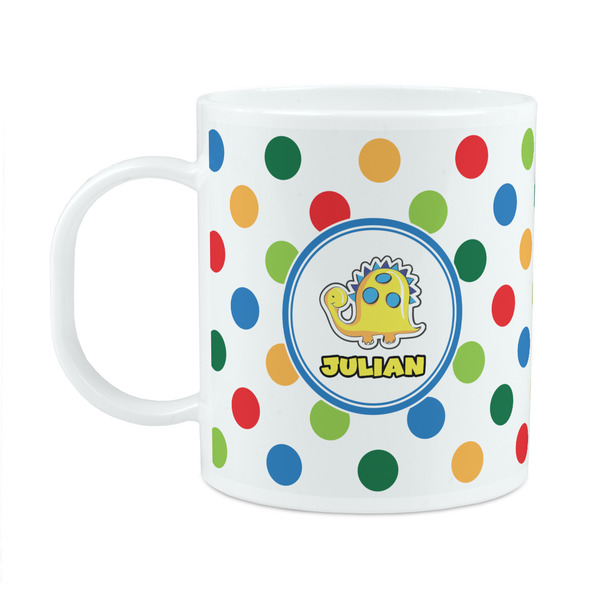 Custom Dots & Dinosaur Plastic Kids Mug (Personalized)