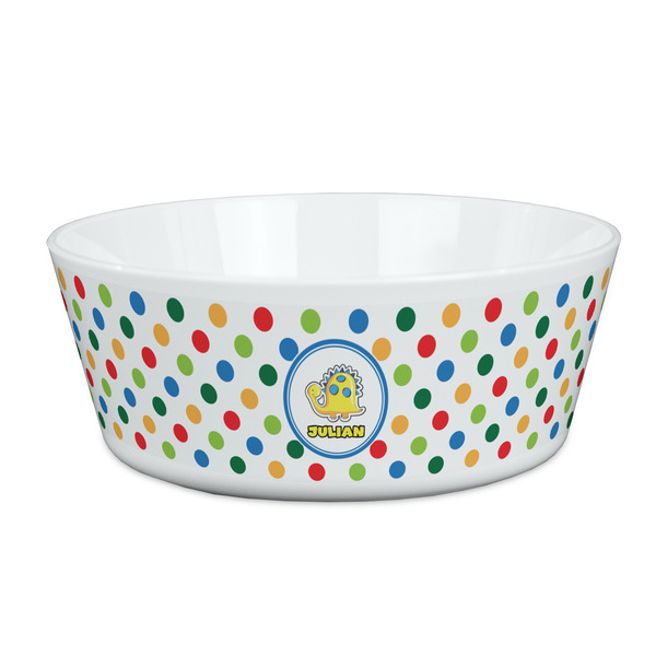 Custom Dots & Dinosaur Kid's Bowl (Personalized)