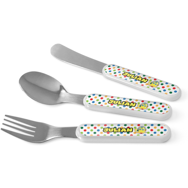Custom Dots & Dinosaur Kid's Flatware (Personalized)