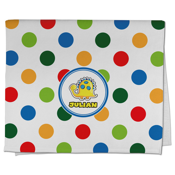Custom Dots & Dinosaur Kitchen Towel - Poly Cotton w/ Name or Text