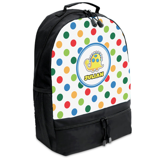 Custom Dots & Dinosaur Backpacks - Black (Personalized)