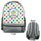 Dots & Dinosaur Large Backpack - Gray - Front & Back View